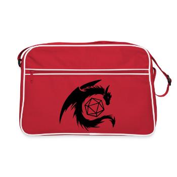 Dragon with D20 Dice - Retro Bag - red/white - Front