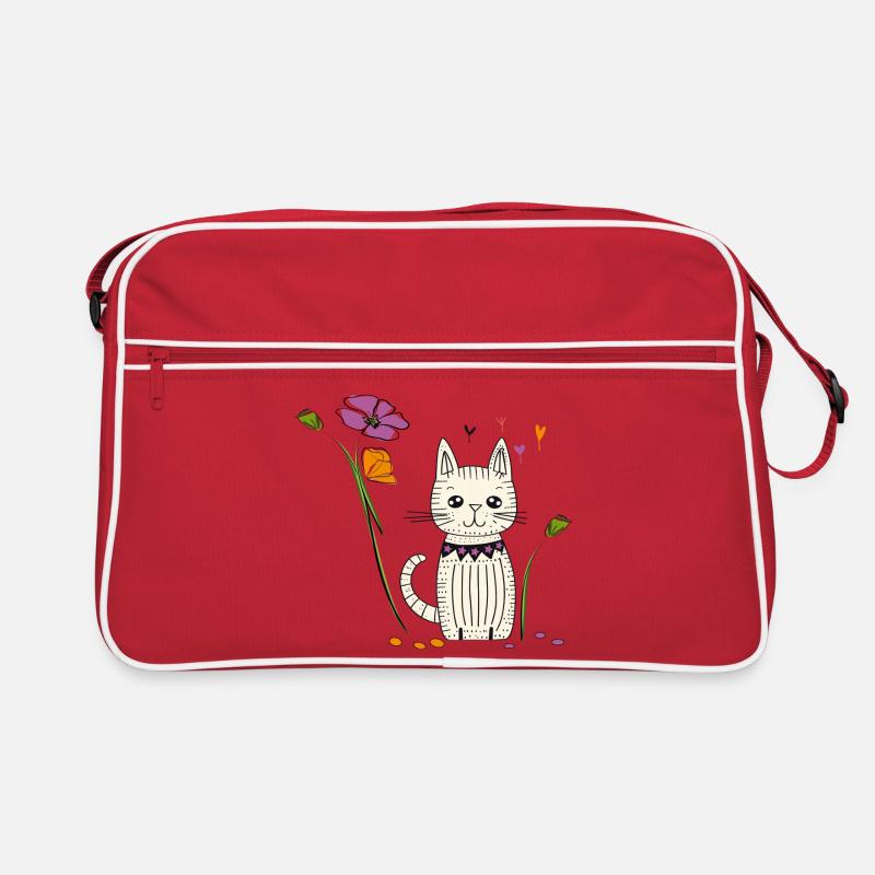 Chat aux fleurs Sac Retro
