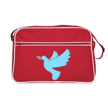 Dove of Peace in Light Blue - Retro Bag - red/white - Front