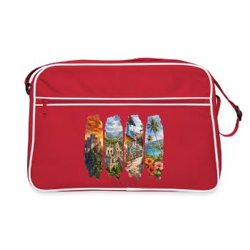 Voyage de vacances en Haïti – Culture caribéenne et motif paysager - Sac Retro - rouge/blanc - Devant