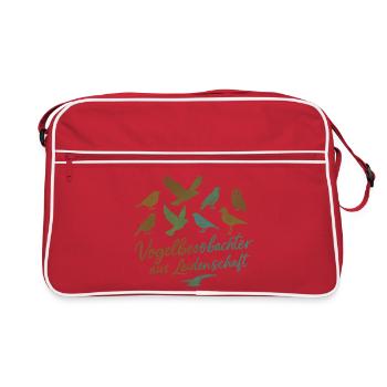 Vogelbeobachter aus Leidenschaft - Retro Tasche - Rot/Weiß - Vorne