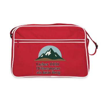 Lieber 1000 Höhenmeter als kein Berg - Retro Tasche - Rot/Weiß - Vorne