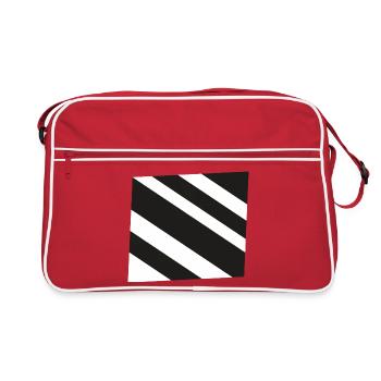 Diagonal Black White Stripe Pattern - Retro Bag - red/white - Front
