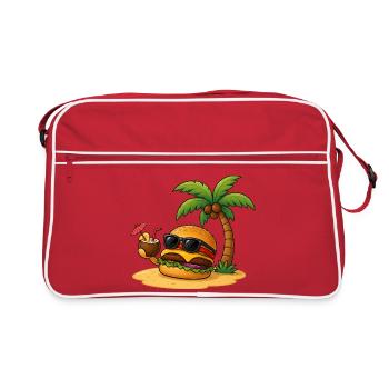 Manger des burgers Paradis de la restauration rapide en été - Sac Retro - rouge/blanc - Devant