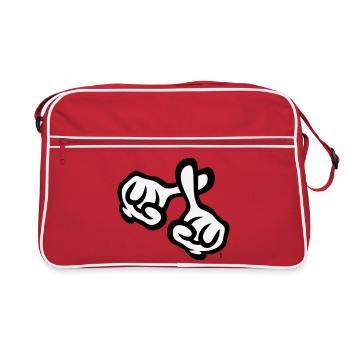 Fingerkreuz (Hände / Kreuz / Bibel / Religion, 2C) - Retro Tasche - Rot/Weiß - Vorne
