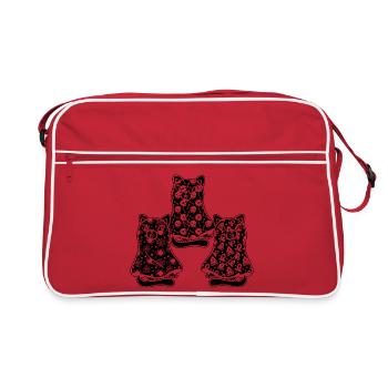 Funny Halloween Cat Ghost - Retro Tasche - Rot/Weiß - Vorne