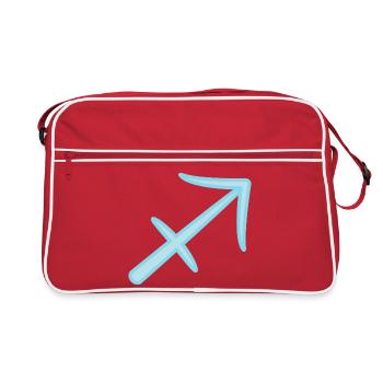Symbole du signe du zodiaque du Sagittaire : bleu pastel - Sac Retro - rouge/blanc - Devant