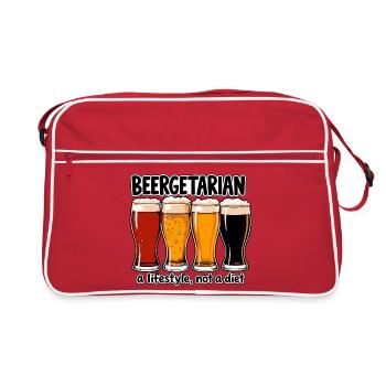 Beergetarian - Funny Beer T-Shirt - Retro Bag - red/white - Front