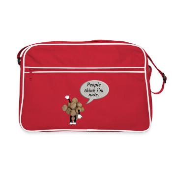  “People think I’m nuts” - Retro Bag - red/white - Front