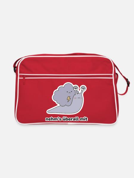 nehm's überall mit – Schnecke Meme - Retro Tasche - Rot/Weiß