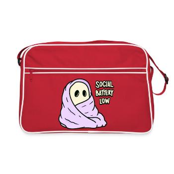 Kawaii Akku Leer Social Battery Low - Retro Tasche - Rot/Weiß - Vorne