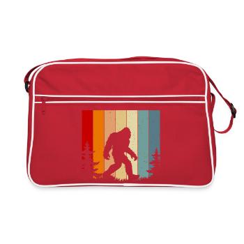 Retro Sunset Bigfoot Vintage Yeti Forest Trees - Retro Tasche - Rot/Weiß - Vorne
