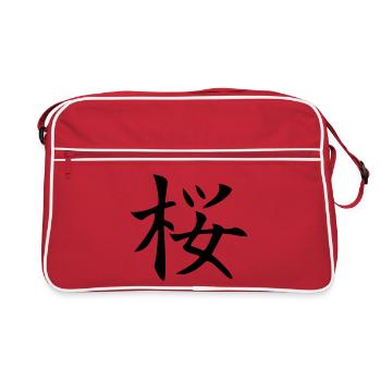 sakura / Kirschblüte - Retro Tasche - Rot/Weiß - Vorne