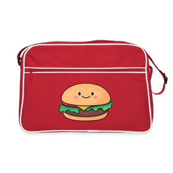 Kawaii Burger Smiling Motif - Sac Retro - rouge/blanc - Devant