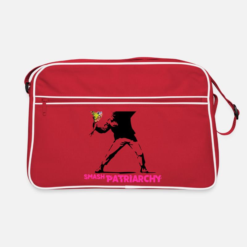 Street Art Graffiti - Smash Patriarchy - Retro Tasche - Rot/Weiß