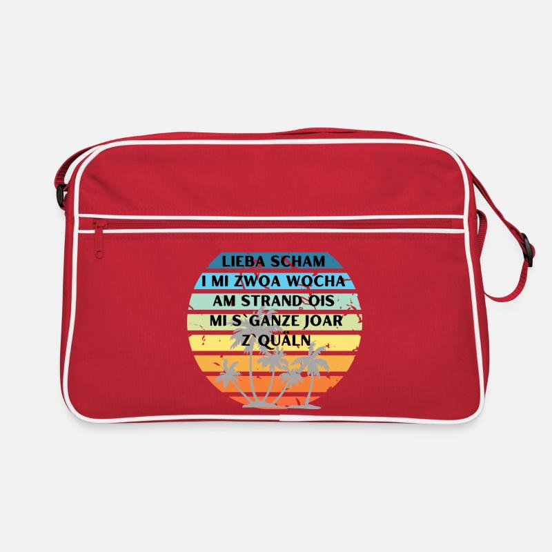 Lieba schama - bayerischer Spruch - Retro Tasche - Rot/Weiß