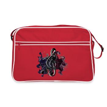 Notenschlüssel Noten - Retro Tasche - Rot/Weiß - Vorne