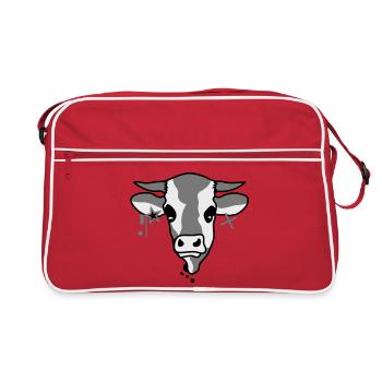 La tête d'une vache - Sac Retro - rouge/blanc - Devant