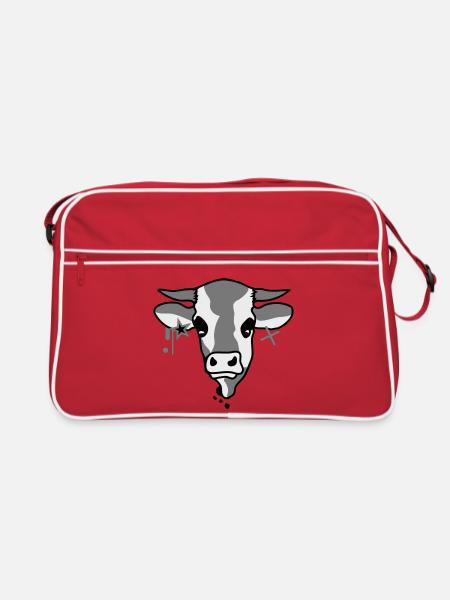 La tête d'une vache - Sac Retro - rouge/blanc - Devant