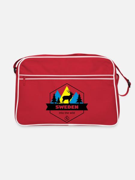 Schweden in die Wildnis - Retro Tasche - Rot/Weiß - Vorne