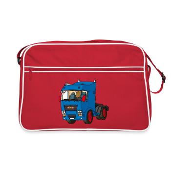 Blaue Zugmaschine - Retro Tasche - Rot/Weiß - Vorne