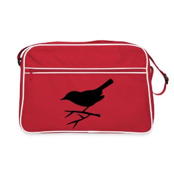 Un petit oiseau assis sur la branche - Sac Retro - rouge/blanc - Devant