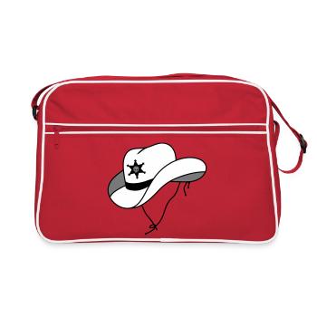 Chapeau de shérif avec petit crâne sur étoile de shérif - Sac Retro - rouge/blanc - Devant