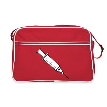 Seringue de vaccination avec médicament et aiguille - Sac Retro - rouge/blanc - Devant