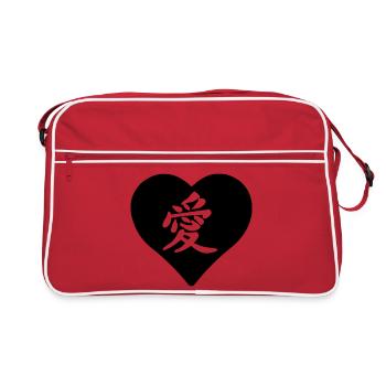 Character sign of love cut out in heart - Retro Bag - red/white - Front