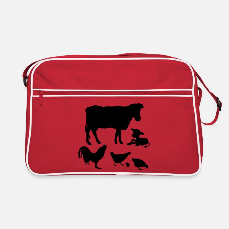Kuh Kalb Hühner Hahn Küken Retro Tasche