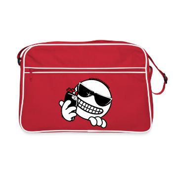 Hacker with phone - Retro Bag - red/white - Front