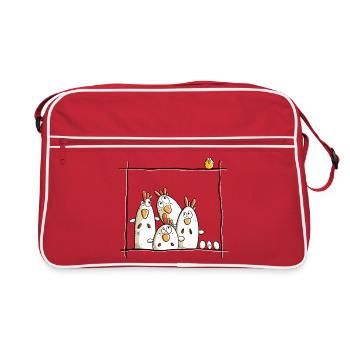 Happy Chickens - Retro Bag - red/white - Front