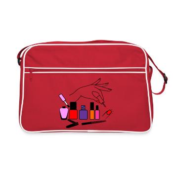 Vernis à ongles logo manucure avec lime et coupe-ongles - Sac Retro - rouge/blanc - Devant