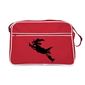 Witch with broom funny - Retro Bag - red/white - Front