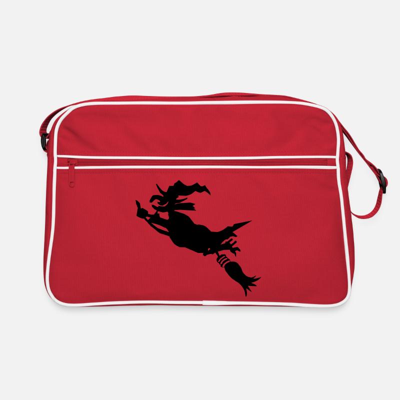 Witch with broom funny Retro Bag