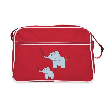 Éléphants père et fils - Sac Retro - rouge/blanc - Devant