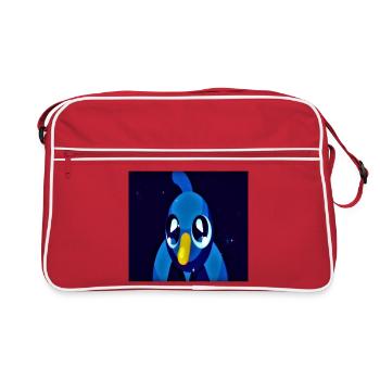 Schimmernder Blauparrot im Nachtstern - Retro Tasche - Rot/Weiß - Vorne