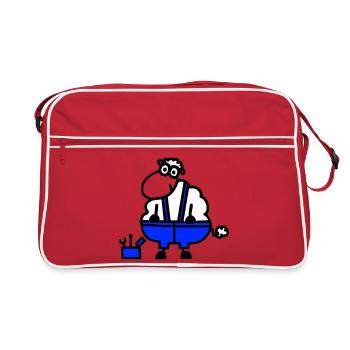 Handwerkerschaf, Held der Arbeit - Retro Tasche - Rot/Weiß - Vorne