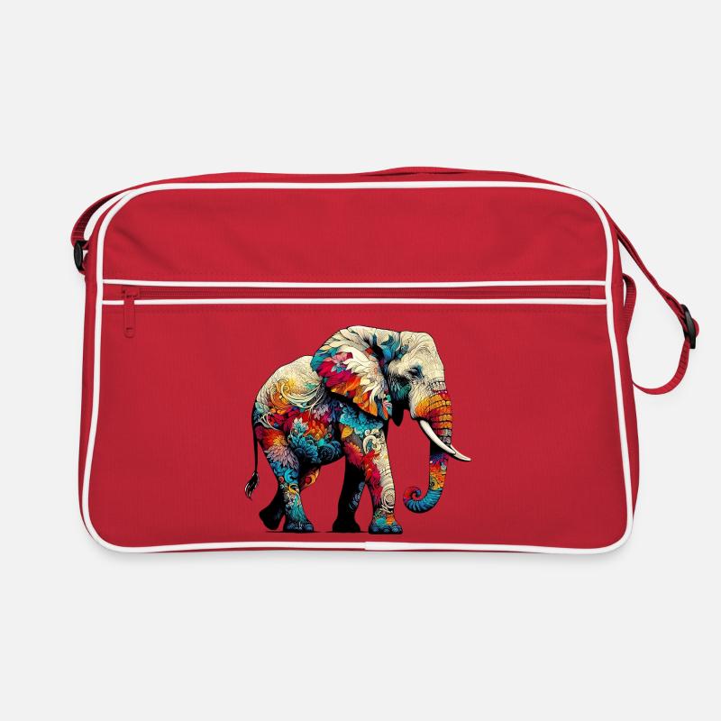 Elefant - Retro Tasche - Rot/Weiß