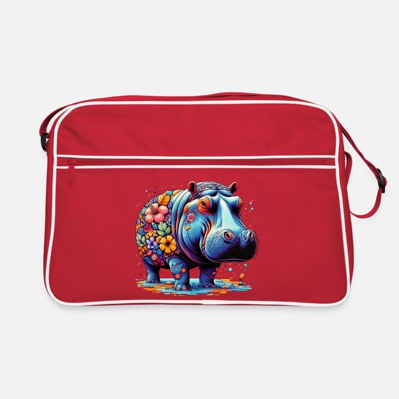 Nilpferd - Retro Tasche - Rot/Weiß