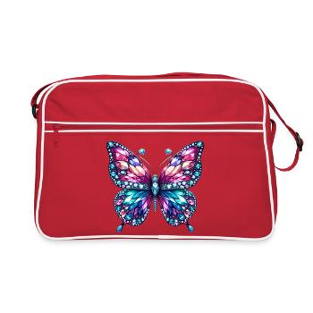 Butterfly, Diamond, Diamonds, Crystals, Crystal - Retro Bag - red/white - Front