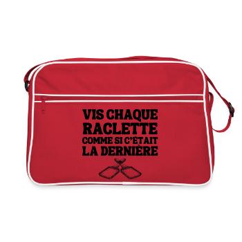 raclette, fromage, fromage fondu - Sac Retro - rouge/blanc - Devant