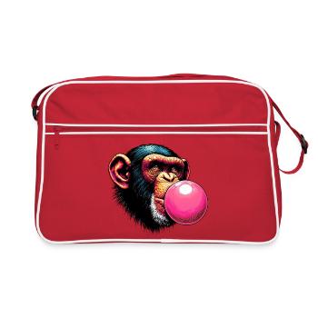 Affe - Retro Tasche - Rot/Weiß - Vorne
