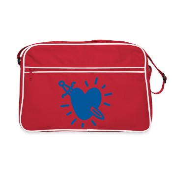 Épée du Destin – Cœur Transpercé - Sac Retro - rouge/blanc - Devant