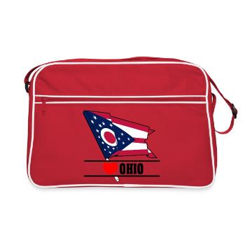 Flag Ohio heart OHIO - Retro Bag - red/white - Front