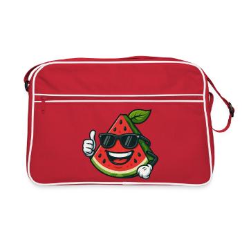 Erfrischende Wassermelone Sommerfrucht Cool Daumen - Retro Tasche - Rot/Weiß - Vorne