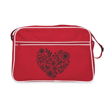 Motif de cœur floral pour des vêtements élégants - Sac Retro - rouge/blanc - Devant