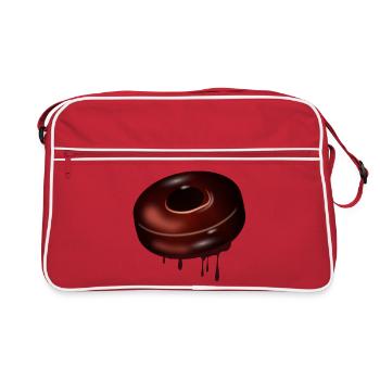 Chocolate donut motif with shiny glaze - Retro Bag - red/white - Front