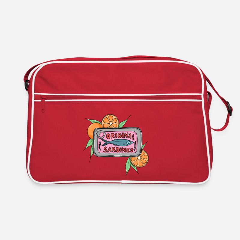 Original Sardines Can Pop Art Design with Oranges - Retro Tasche - Rot/Weiß