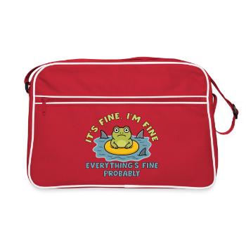 Humorous frog on swollen root - Retro Bag - red/white - Front